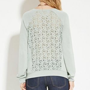Sage Crochet-Back Sweatshirt